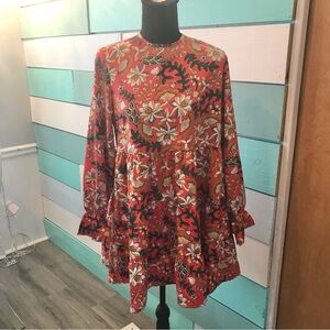 Sunday Up Floral Long Sleeve Babydoll Dress Size Medium